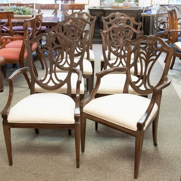 Set of (8) Henredon Mahogany Sheild Back Dining Chairs