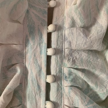 Vintage 80s All That Jazz Cotton Jumpsuit: Pastel Palm Leaf, Button-Front Bodice 