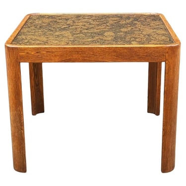 Chunky Mid Century Modern Oak and Cork Square Dining Table or Game Table