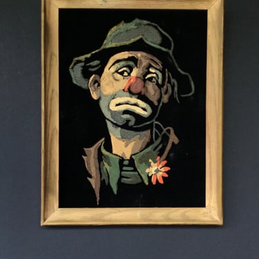 MCM Velvet Paint by Number Sad Clown -- Amazing 1970s Kitsch 