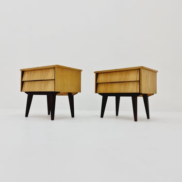 German Mid century beech nightstands/ bedside tables BY WK Möbel, 1960s 