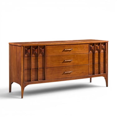 Kent Coffey Perspecta Mid Century Walnut and Rosewood 9-Drawer Dresser - mcm 