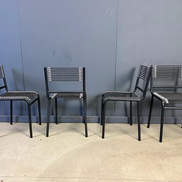 Set of 4 Sandow dining chairs by rene Herbst, 1980s - elastic dining chairs - vintage dining chairs 