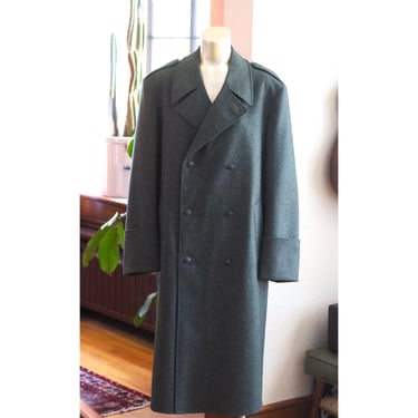 Vintage Wool Trench Coat - Swiss Military Coat - 1970s - Gray - Double Breasted Coat - Winter - PRO CLEANED 
