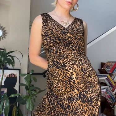 VTG Y2K Lauren RL Leopard Print Dress 