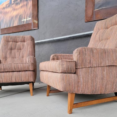 Pair High-Back Lounge Chairs Manner of Edward Wormley 