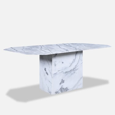 Vintage Italian Bianco Carrara Marble Dining Table, 1970s