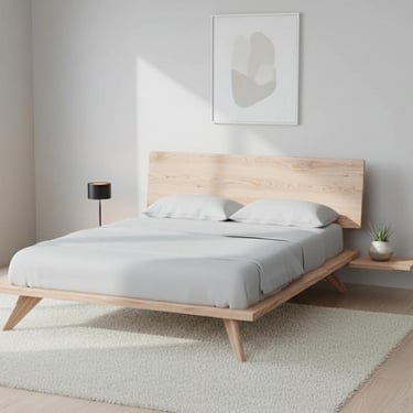 Atomic Bed Next Day Ship Item, Maple King and queen 5”Platform | Bed Frame Hairpin Legs | Mid Century Modern Solid Wood Bed | Retro Modern 