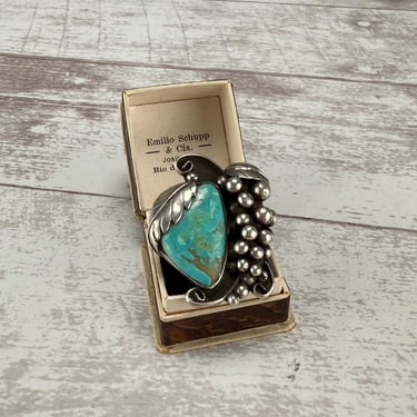Vintage Large Sterling Silver Turquoise Southwestern Cocktail Statement Ring Native American 925 