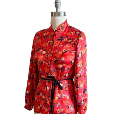 Vintage 1960’s blouse,  chinoiserie style,  Sunny South Label 