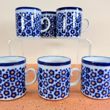 Arabia Virva (6) Demitasse Cups | Anja Jaatinen-Winquist |  Wartsila Finland | 1970-1974 