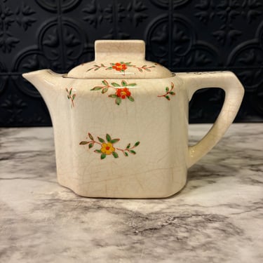 Hand Painted Cream Teapot Cream with Flowers