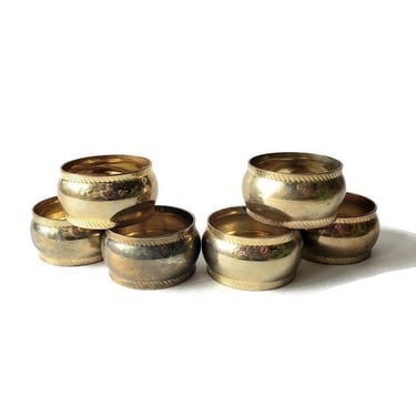 6 Brass Napkin Rings/ Brass Napkin Holders/ Table Decor/ Wedding Table/ Minimalist, Scandi Bohemian, Boho, Farmhouse Kitchen Dining 