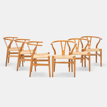 Hans J. Wegner Wishbone chairs model CH 24, set of six for Carl Hansen & Søn Denmark, 1950 / 1960s