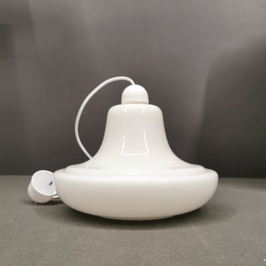 Vintage Pendant White Glass Lamp, Ceiling Glass Lamp, White Glass, Made In Yugoslavia 70's, Mid Century Glass Lamp 