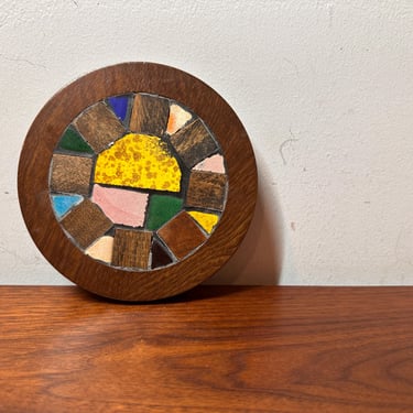 Mid Century Modern Wood & Tile Trivet / Plant Stand/ Made in Japan / Vintage MCM 