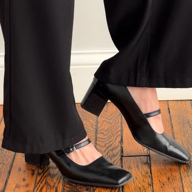 Vintage Clarinet Leather Square Toe Mary Jane Pumps