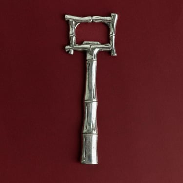 Vintage 1970s Silver Plated Bottle Opener, Bamboo Design, Timeless Bar Accessory, Retro Style, Elegant Gift Idea 