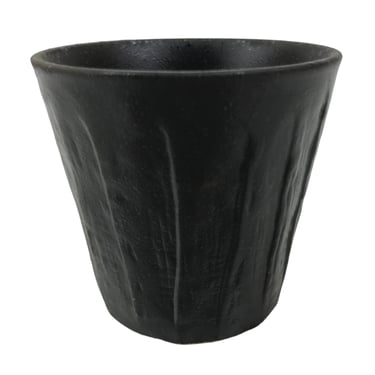 Japanese Ceramic Yunomi Teacup Simple Pottery Vtg Black Sencha Yakimono TC586