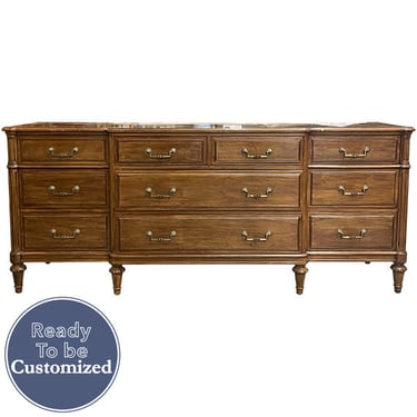 76" Unfinished 10 Drawer Davis Vintage Dresser #08992