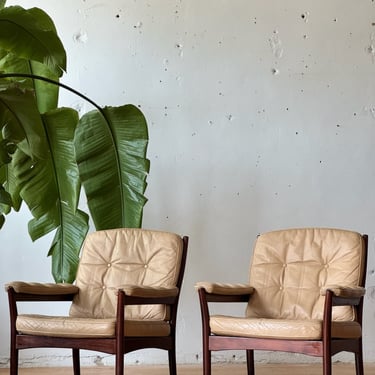 Danish Beech & Leather Lounge Chair #3030