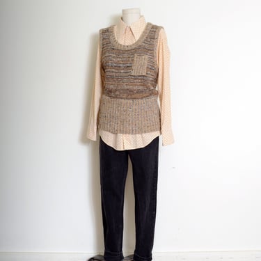 vintage 60s/70s knit vest by Jantzen / elongated scoop neck knitwear sleeveless sweater / small - medium - large 