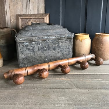 French Faux Bamboo Coat Hook, Wood, 5 Hooks, Mushroom Coat Hat Rack, Rustic French Farmhouse 