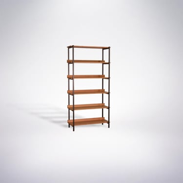 Tall Mid Century Modern Bookcase - Solid Wood Bookshelf with Steel Legs - Cherry, Walnut, Maple, White Oak - Handmade in Ohio 