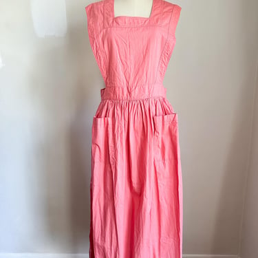 Vintage 1950s Pink Nurse Uniform Apron Dress / M 