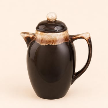 Vintage Pfaltzgraff Gourmet Brown Coffee Pot Rustic Stoneware Teapot Mid Century 