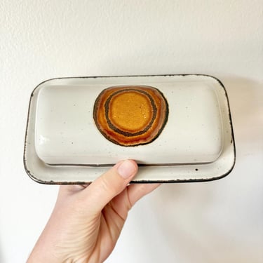 Vintage Scarce Midwinter Stonehenge Earth Ceramic Butter Dish 1970s 