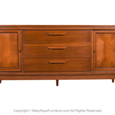 Mid Century Walnut Credenza Dresser Bassett 