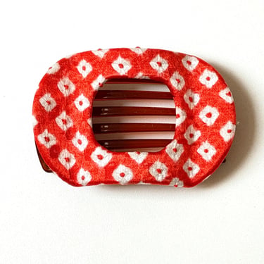 Orange hair Clip, Thin Hair Clip, flat hair Clip, Japanese shibori silk, hair claw, side hair clip, squared hair clip 