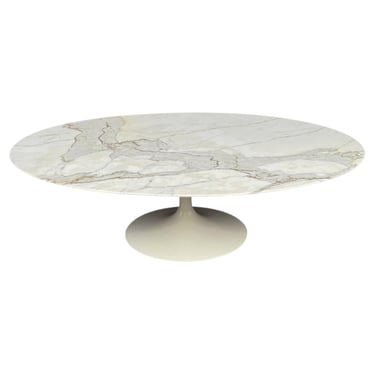 Early Saarinen Knoll International Tulip Coffee Table Oval Calacatta Marble Top