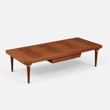 Mid Century Modern Walnut & Brass Coffee Table by American of Martinsville, c.1960's 