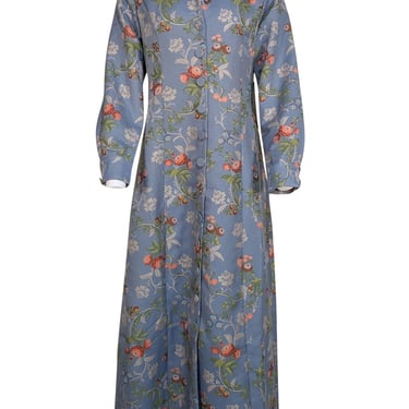 Tuckernuck - Blue & Multicolor Floral Lattic4 Jacquard Cambridge Coat Sz 10