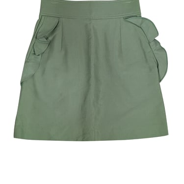 Sandro - Green Ruffle Trim Mini Skirt Sz 4
