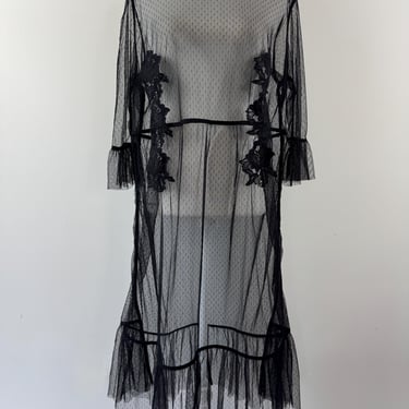 1990s Pin Dot Sheer Black Dress 