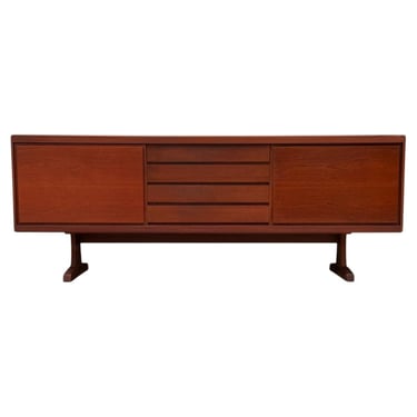 Mid-Century Modern Danish Long Teak Credenza with Tambour Doors