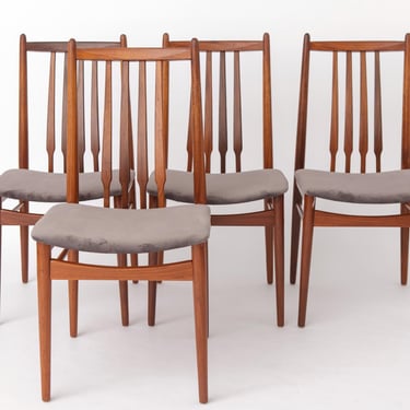 Set of 4 Vintage Rosewood Dining Chairs, German Mid-Century Modern, 1960s, Newly Upholstered 