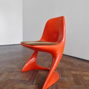 Vintage Alexander Begge Casalino Moulded Red Plastic Cantilever Chair Casala Brown Uplostered Space Age Atomic Era Mid Century Modern Desk 
