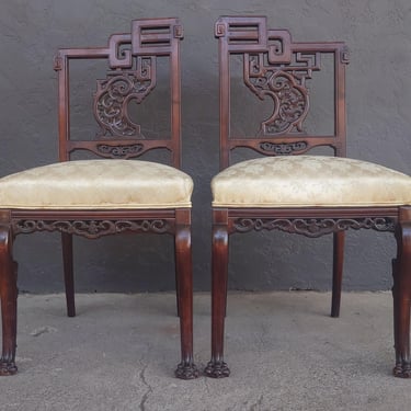 Antique Pair Victorian Chairs Manner of Gabriel Viardot 