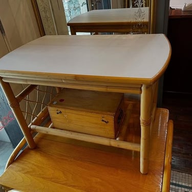 Laminate top bamboo table. 30.5” x 18.5” x 20.5” 