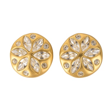 Givenchy Vintage Massive Crystal and Satin Gold Earrings