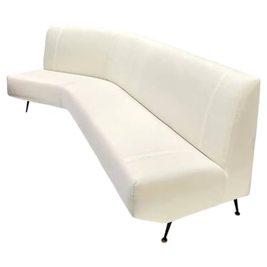 Upholstery Ready Curved Italian Mid Century Modern Sofa on Black Lacquer Legs