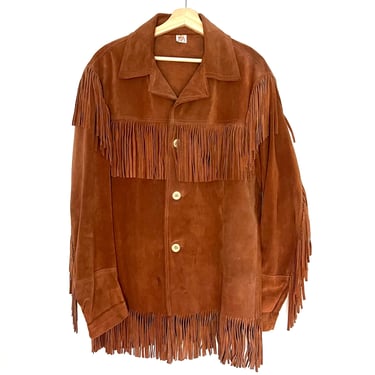Vintage 70s Leather Fringe Western Jacket size M/L