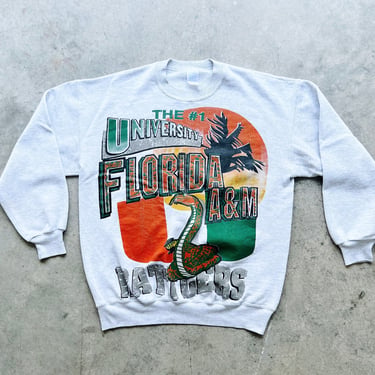 Vintage Florida A&M FAMU Rattlers #1 University Heather Gray Sweatshirt L/XL 