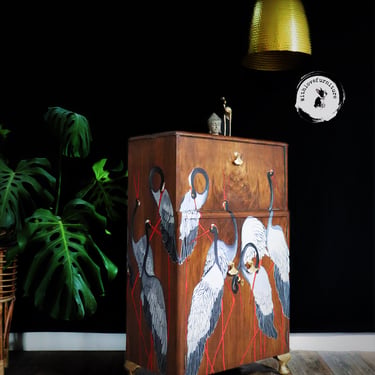 Hand Painted Drinks Cabinet Stylish Entertaining/ storage cabinet /Art Deco 
