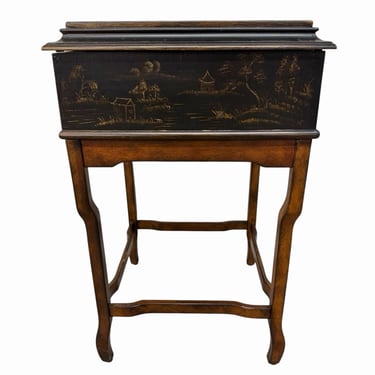 Ethan Allen Chinoiserie Box on Stand Flip Top Side Table #13-9235 