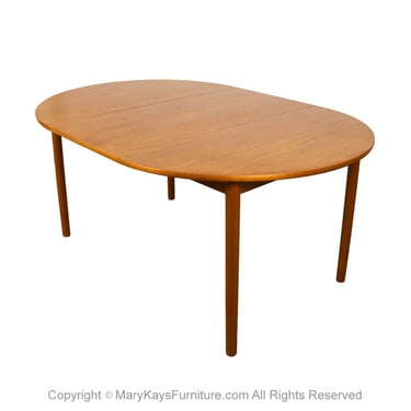 Mid-Century Teak Round Oval Extendable Dining Table 1